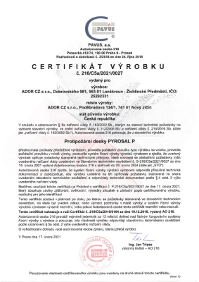 Certifikát - PYROSAL P